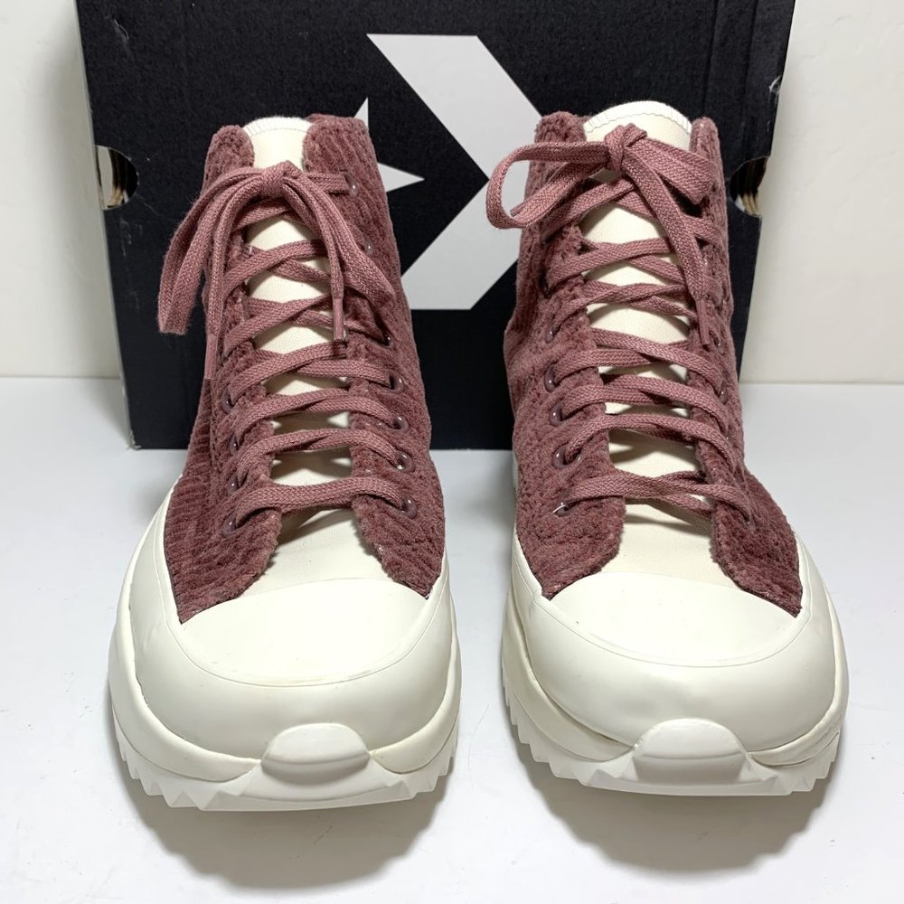 Converse Chuck Taylor Run Star Hike Platform Sneakers High Top Velour Dark Wine - Picture 3 of 8